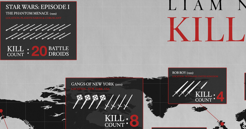 Illustration for article titled Here’s a map of Liam Neeson’s pan-continental murder spree